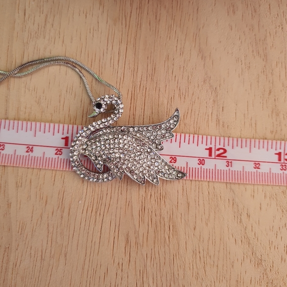 Swan Diamante Long Necklace - Picture 9 of 9